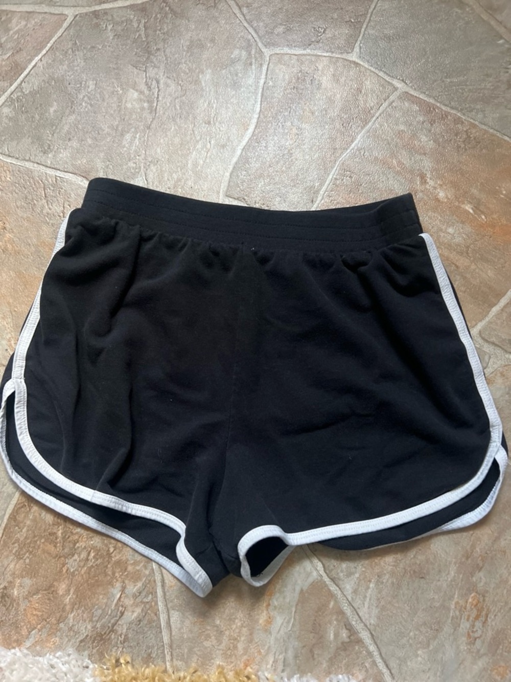 Women’s Black Athletic Shorts with White Trim — Classic Runner Style